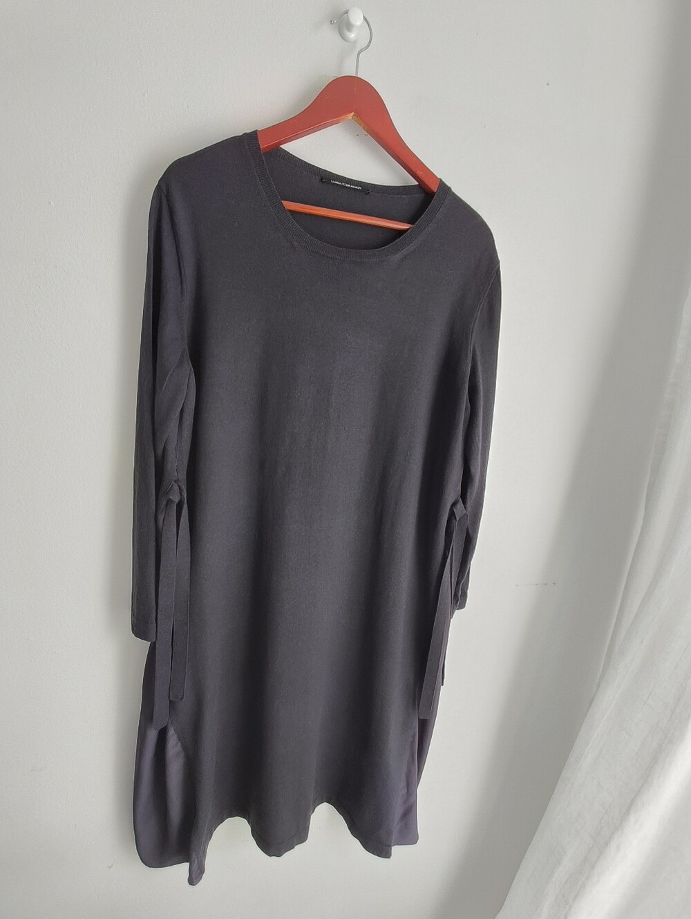 Simple Long Sleeve Shift Dress in Charcoal